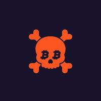 the Death of Bitcoin, vector illustration, skull and bones