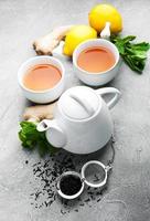 Tea with lemon and mint photo