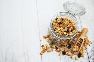 homemade granola in jar photo