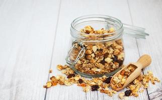 homemade granola in jar photo