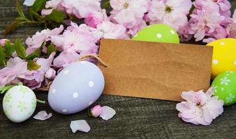 Easter eggs and greeting card photo