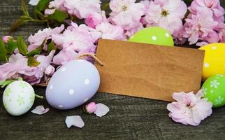 Easter eggs and greeting card photo