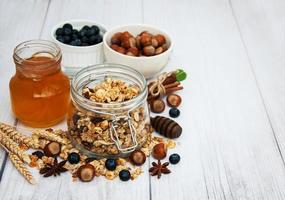 homemade granola in jar photo