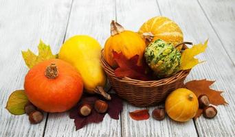 Pumpkin and leaves photo