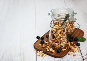 homemade granola in jar photo