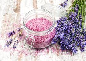 Massage salt with lavender photo