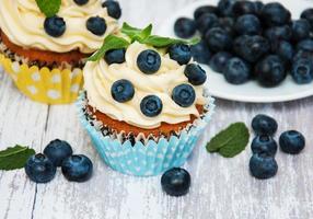 Cupcakes with fresh blueberries photo