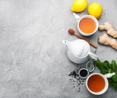 Tea with lemon and mint photo