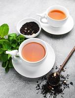 Black tea with mint photo