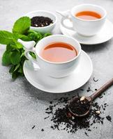Black tea with mint photo