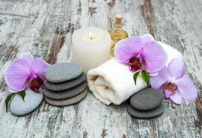 Spa products with orchids photo