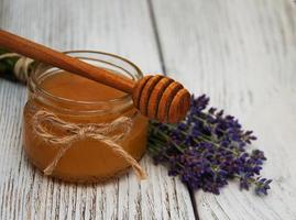 Honey and lavender flowers photo