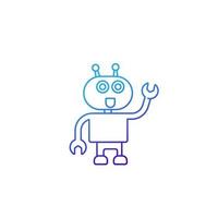 robot assistant vector line icon