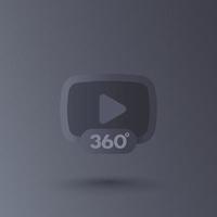 360 degrees video player vector icon for apps and web