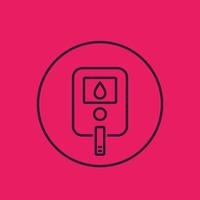 Glucose meter, blood sugar monitoring linear icon vector