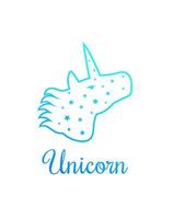 unicorn head with stars vector outline