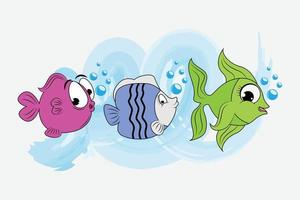 lindo pez animal dibujos animados vector gráfico
