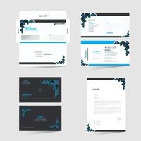 Cyan Colored Envelope Postcard Business card and Letterhead vector