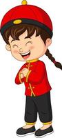 Cartoon chinese boy on white background vector