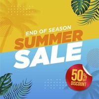 Summer Sale Banner Template  with tropical leaves vector