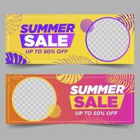 Summer Sale Banner Template  with tropical leaves vector