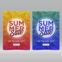 Summer Sale Banner Template  with tropical leaves vector