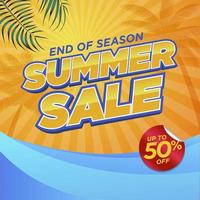 Summer Sale Banner Template  with tropical leaves vector