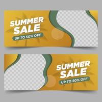 Summer Sale Banner Template  with palm leaves background vector