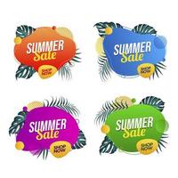 Set of Summer Sale Banner Template  with tropical leaves vector