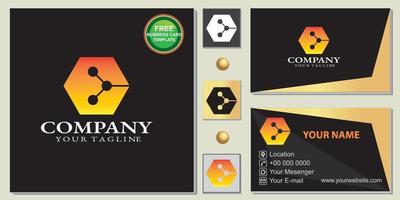 Abstract hexagon technology logo, simple, free premium business card template vector eps 10