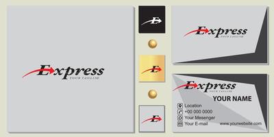 express expedition logo premium template with elegant business card vector eps 10