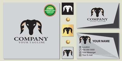 elegant goat logo, simple, free premium business card template vector eps 10