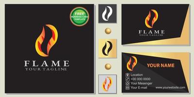 Abstract flame logo, simple, free premium business card template vector eps 10