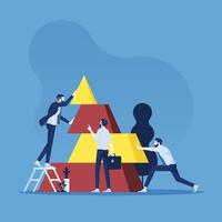 Business team connect the elements of the pyramid, symbol of teamwork and partnership concept vector