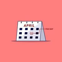Tax day calender cartoon style icon illustration vector