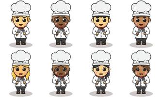 Vector illustration of boy and girl Chef with Knife and fork.