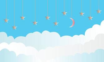 View of blue sky, stars and moon. Perfect for natural background dan sky wallpaper vector