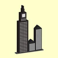 icono vectorial 3d tema de construcción nocturna con reloj, oficina, apartamento, grandes almacenes y otros vector