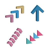 Bundle 3D icon vector arrow up and down arrows pink and blue colors, geometric style, best for your decoration property images