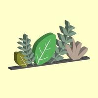 Vector 3D icon leaves, rounded leaf, long leaf, grass pastel colors. Best for property images