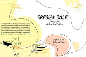 Banner sale design 50 percent with a pastel floral doodle theme that attracts vector illustration EPS