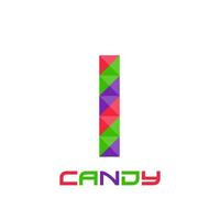 Geometric letter I with perfect combination of bright purple, red, and green colors. Good for business logo, design element, t-shirt design, print use, etc.