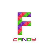 Geometric letter F with perfect combination of bright purple, red, and green colors. Good for business logo, design element, t-shirt design, print use, etc.