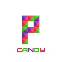 Geometric letter P with perfect combination of bright purple, red, and green colors. Good for business logo, design element, t-shirt design, print use, etc. vector