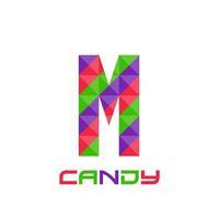 Geometric letter M with perfect combination of bright purple, red, and green colors. Good for business logo, design element, t-shirt design, print use, etc. vector