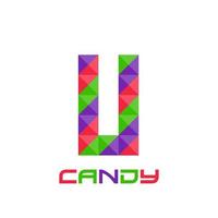 Geometric letter U with perfect combination of bright purple, red, and green colors. Good for business logo, design element, t-shirt design, print use, etc. vector