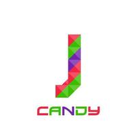 Geometric letter J with perfect combination of bright purple, red, and green colors. Good for business logo, design element, t-shirt design, print use, etc.