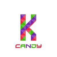 Geometric letter K with perfect combination of bright purple, red, and green colors. Good for business logo, design element, t-shirt design, print use, etc. vector