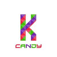 Geometric letter K with perfect combination of bright purple, red, and green colors. Good for business logo, design element, t-shirt design, print use, etc. vector