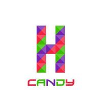 Geometric letter H with perfect combination of bright purple, red, and green colors. Good for business logo, design element, t-shirt design, print use, etc. vector